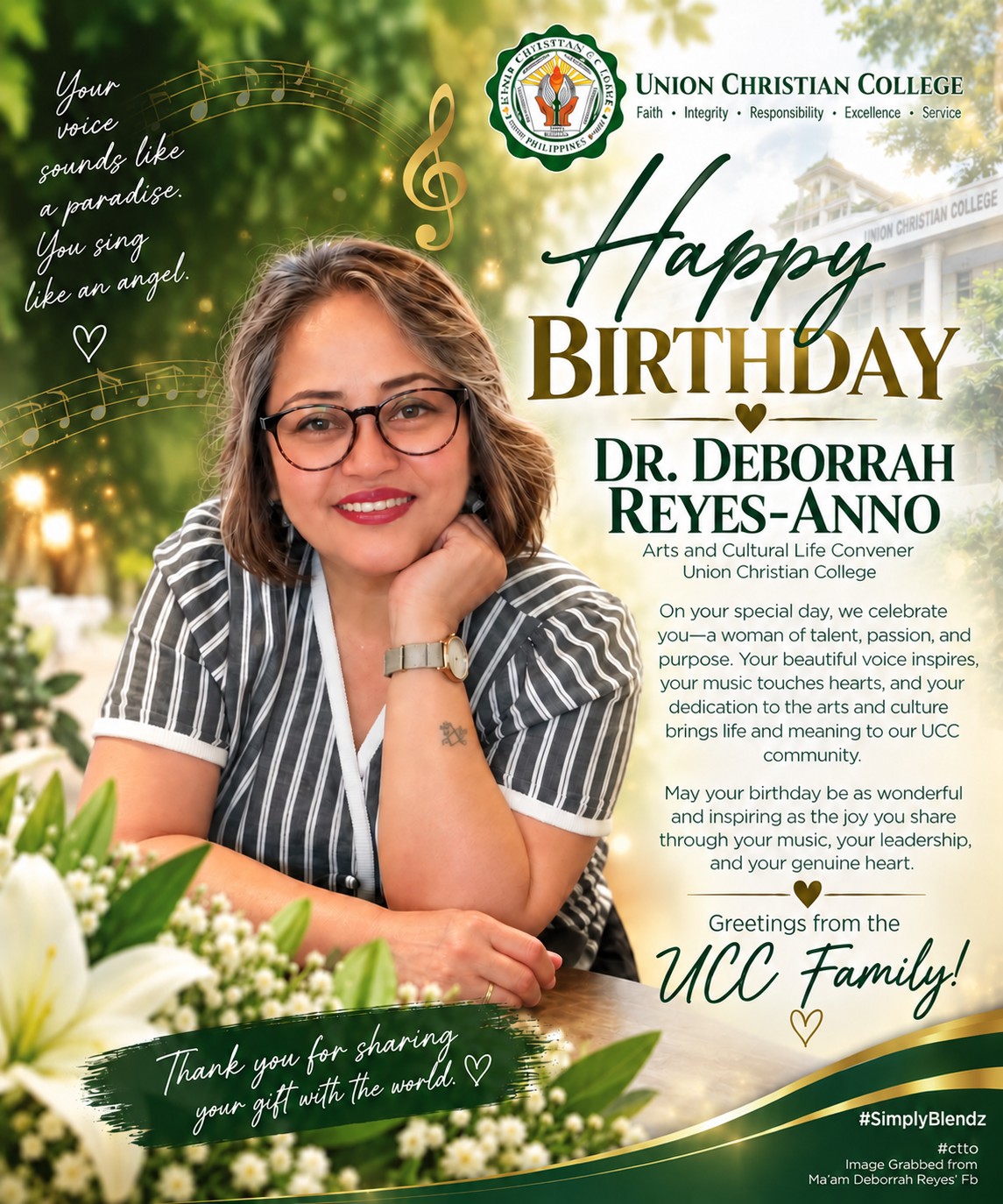 HAPPY BIRTHDAY, DR. DEBORRAH! 🎶💚💛