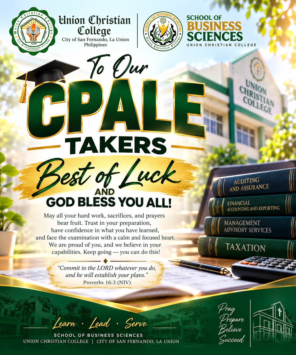 UCC School of Business Sciences Extends Best Wishes to CPALE Takers